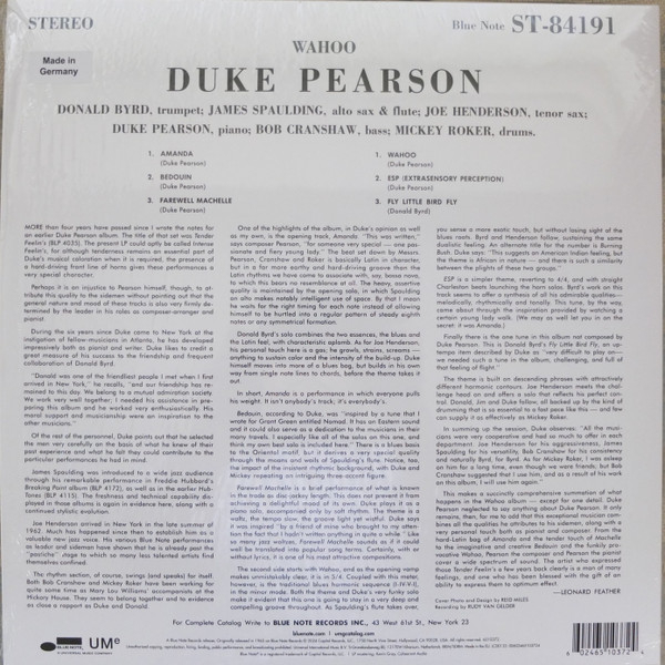Виниловая пластинка Duke Pearson – Wahoo! LP - рис.1