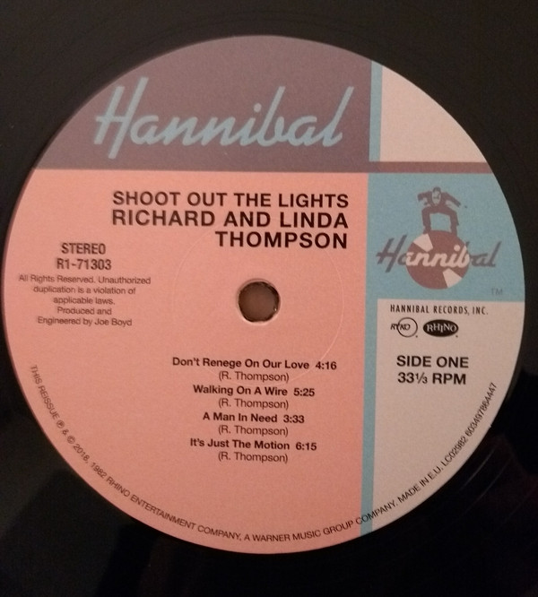 Виниловая пластинка Richard & Linda Thompson - Shoot Out The Lights - рис.3