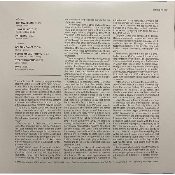 Виниловая пластинка The Ahmad Jamal Trio - The Awakening - LP - рис.1