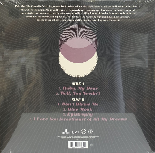 Виниловая пластинка Thelonious Monk - Palo Alto: The Custodian's Mix LP - рис.1