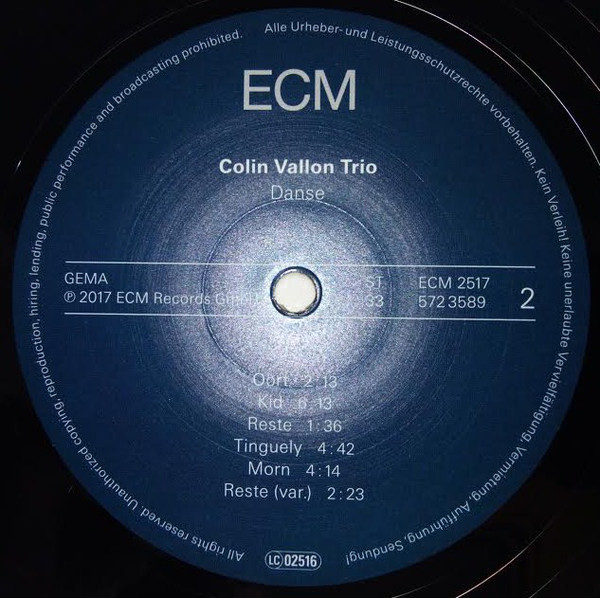 Виниловая пластинка Colin Vallon Trio - Danse - рис.3