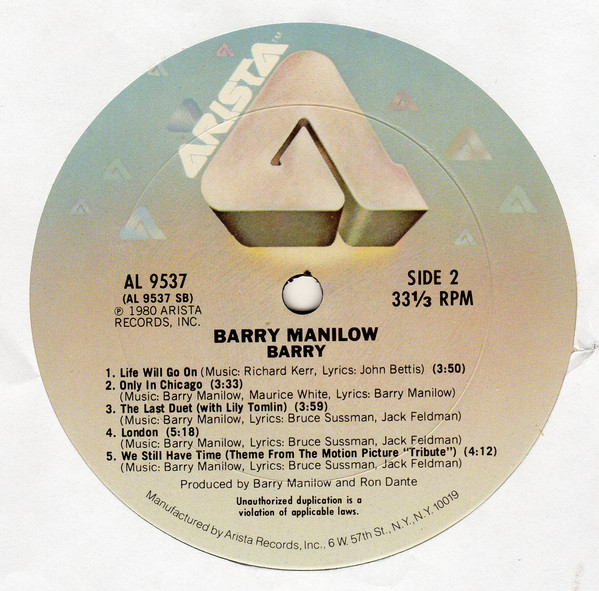 Виниловая пластинка Barry Manilow - Barry - рис.3