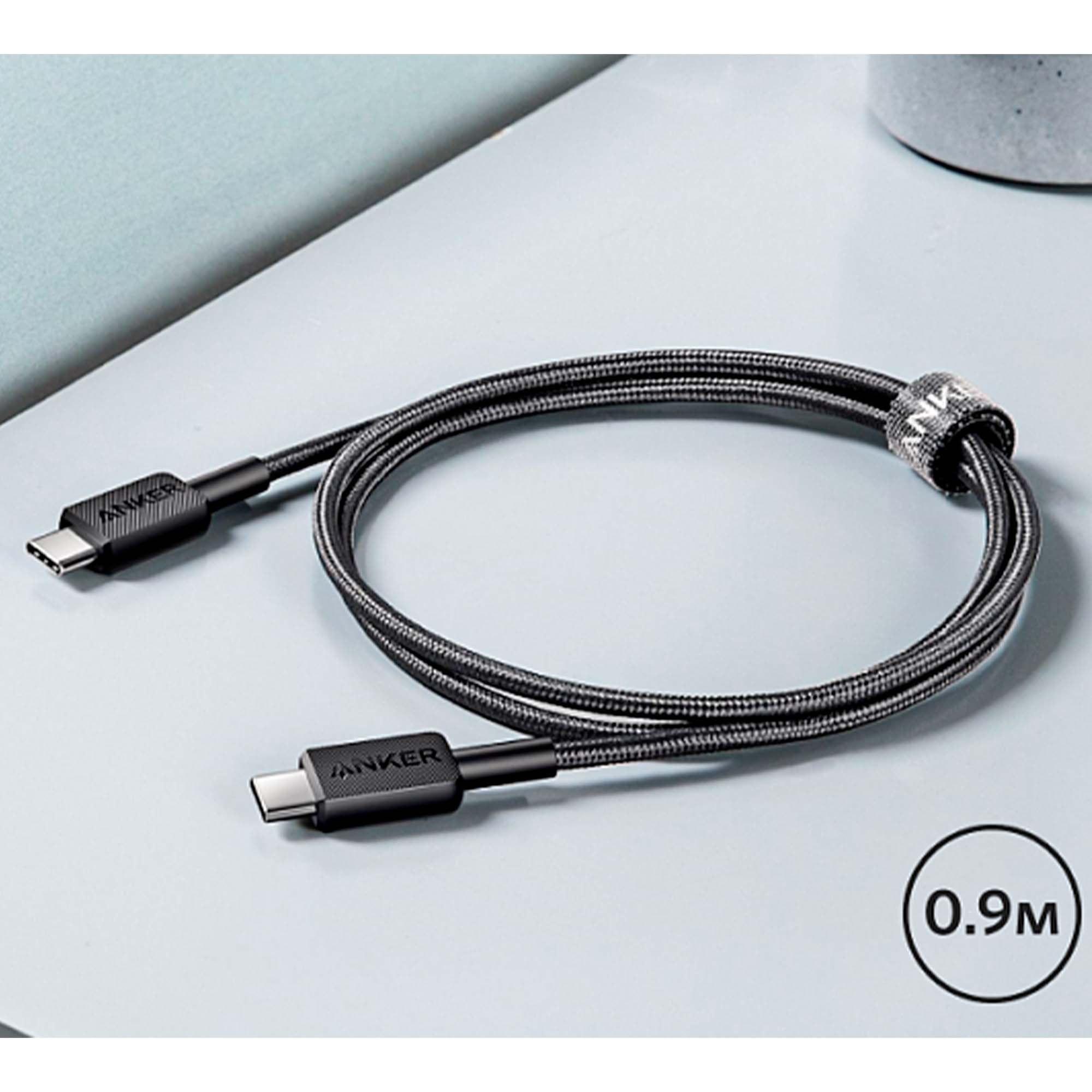 Кабель Anker Power Line 322 USB-C - USB-C 0.9m Black - фото 3