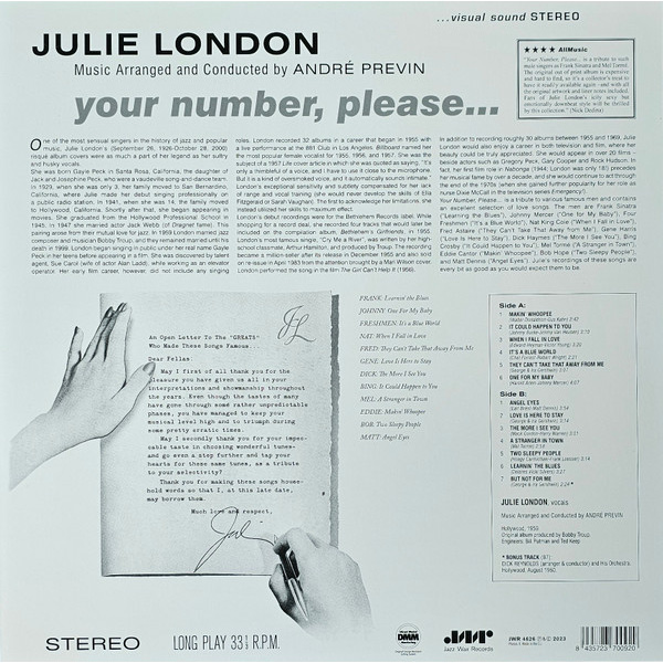 Виниловая пластинка Julie London - Your Number Please - LP - рис.1
