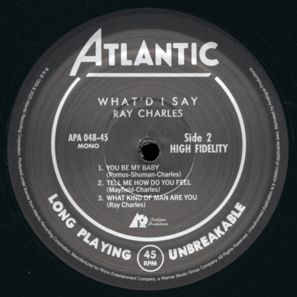 Виниловая пластинка Ray Charles - What'd I Say (Analogue) - 2LP - рис.3