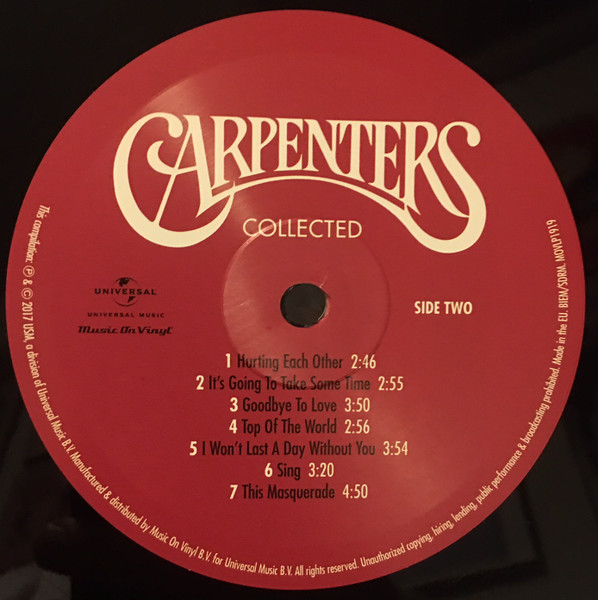 Виниловая пластинка Carpenters – Collected LP - рис.3