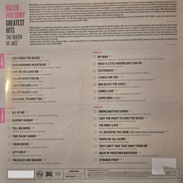 Виниловая пластинка Billie Holiday - Greatest Hits (The Queen Of Jazz) - 2LP - рис.1