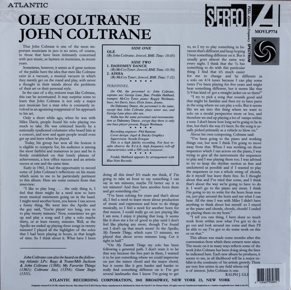 Виниловая пластинка John Coltrane - Ol? Coltrane - рис.1
