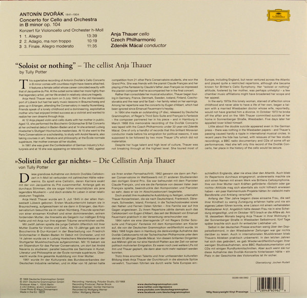 Виниловая пластинка Anja Thauer - Cello Concerto LP - рис.1