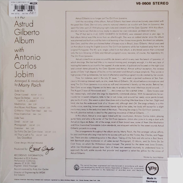 Виниловая пластинка Astrud Gilberto - The Astrud Giberto Album (Translucent Light Marble Blue) LP - рис.2