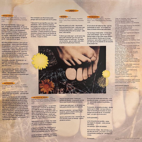 Виниловая пластинка Shakira – Pies Descalzos (30th Anniversary) (Vibrant Yellow W/ Red Swirl Marble) LP - рис.7