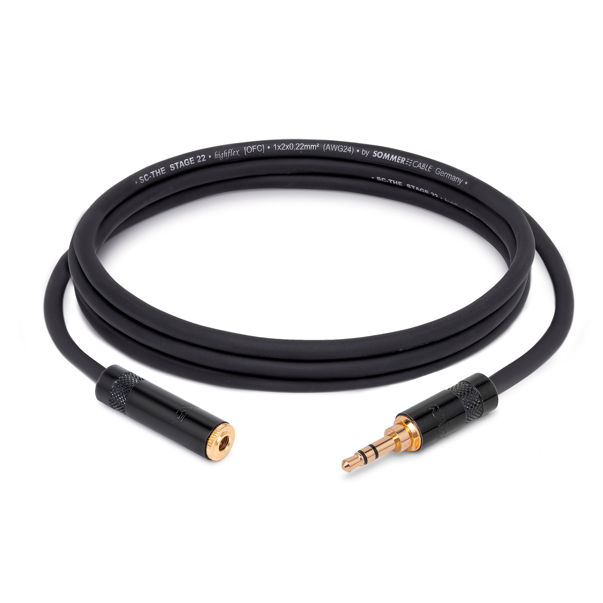 Кабель HeadMade Pro 3.5-f - 3.5-m Black 2m