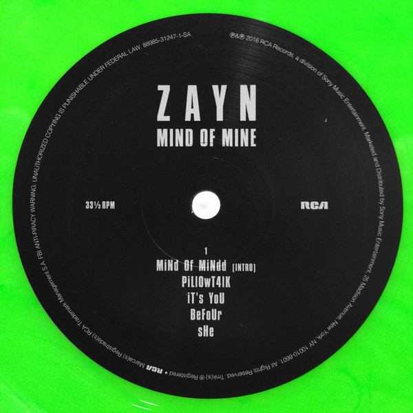 Виниловая пластинка ZAYN - Mind Of Mine - рис.3