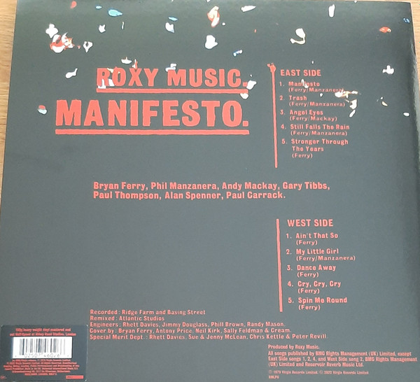 Виниловая пластинка Roxy Music – Manifesto (Half Speed) LP - рис.1
