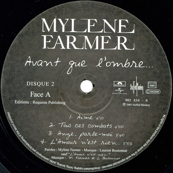 Виниловая пластинка Mylene Farmer - Avant Que L'Ombre... - рис.3