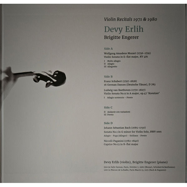 Виниловая пластинка Devy Erlih - Violin Recitals 1971 & 1980 LP - рис.6
