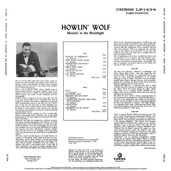 Виниловая пластинка Howlin' Wolf – Moanin' In The Moonlight (Analogue) LP - рис.2
