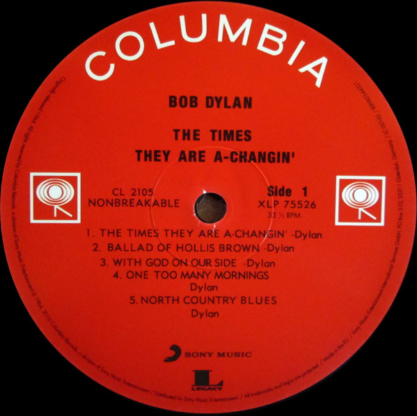 Виниловая пластинка Bob Dylan - The Times They Are A-Changin' - рис.2
