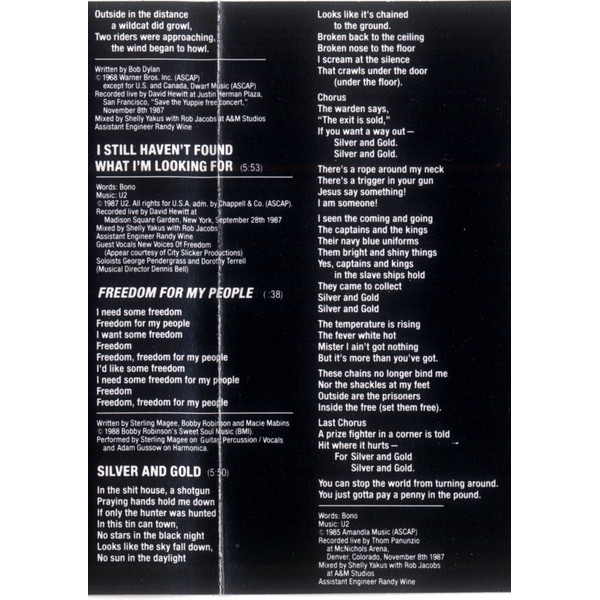 Кассета U2 - Rattle And Hum - рис.9