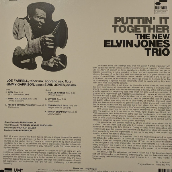 Виниловая пластинка The New Elvin Jones Trio – Puttin It Together LP - рис.2