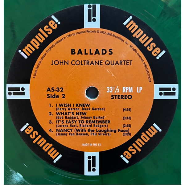 Виниловая пластинка The John Coltrane Quartet – Ballads LP Green - рис.7
