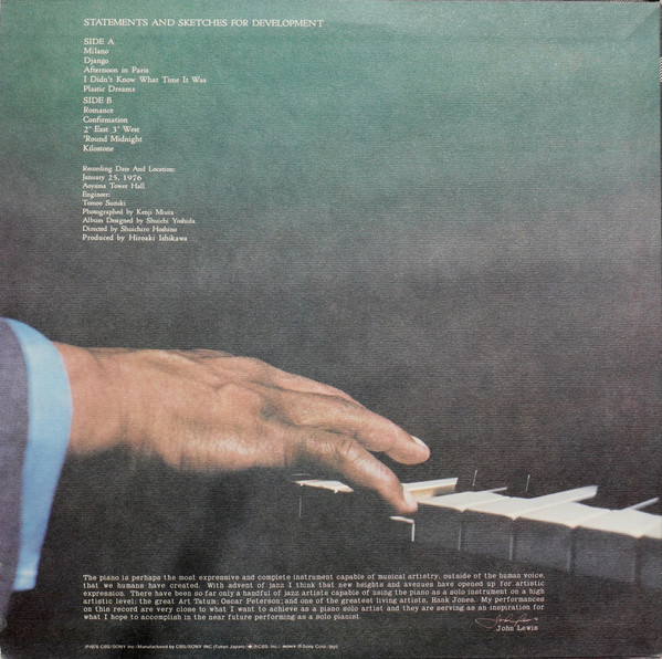 Виниловая пластинка John Lewis - Statements And Sketches For Development - рис.2