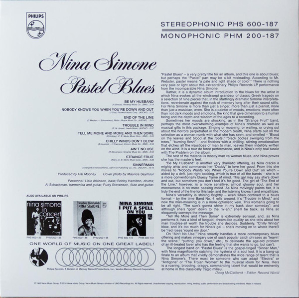 Виниловая пластинка Nina Simone - Pastel Blues - рис.1