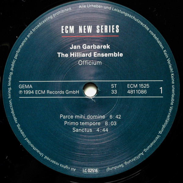 Виниловая пластинка Jan Garbarek; The Hilliard Ensemble - Officium - рис.2