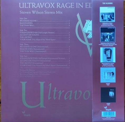 Виниловая пластинка Ultravox – Rage In Eden - Clear - 2LP - рис.1