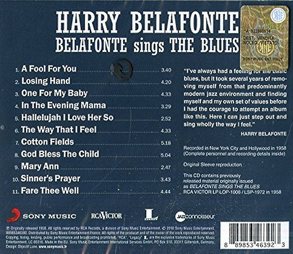 CD-диск Belafonte - Belafonte Sings The Blues - рис.1
