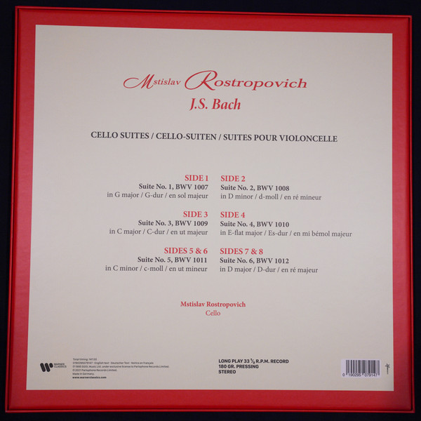 Виниловая пластинка J.S. Bach - Mstislav Rostropovich – J.S. Bach Cello Suites LP - рис.1