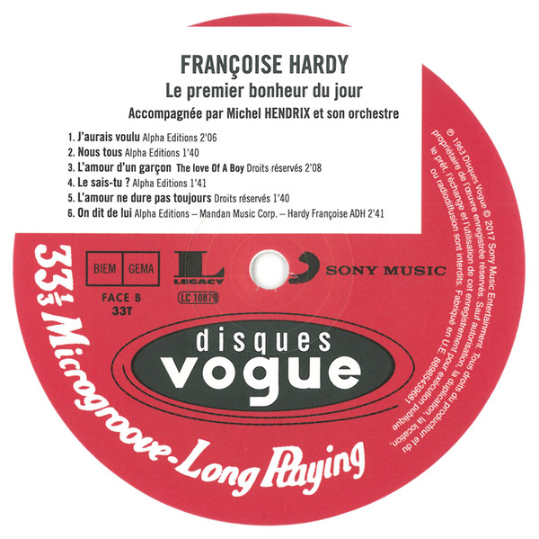 Виниловая пластинка Fran?oise Hardy - Le Premier Bonheur Du Jour - рис.3