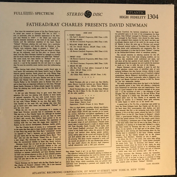 Виниловая пластинка Ray Charles Presents David Newman - Fathead - LP - рис.2