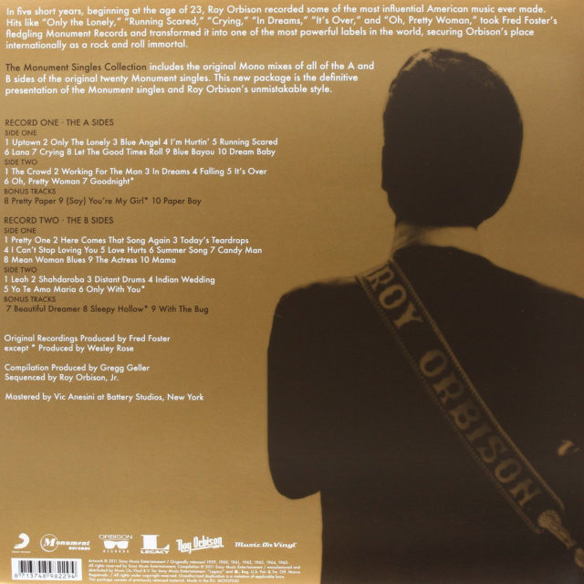 Виниловая пластинка ROY ORBISON THE MONUMENT SINGLES COLLECTION - рис.1