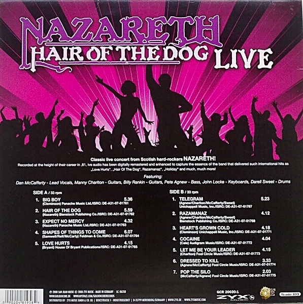Виниловая пластинка NAZARETH Hair Of The Dog Live LP - рис.1