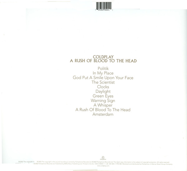 Виниловая пластинка Coldplay – A Rush Of Blood To The Head - Parlophone LP - рис.1