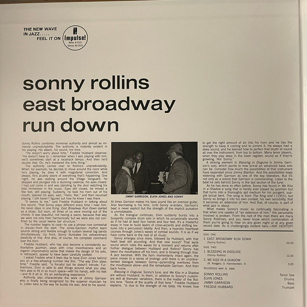 Виниловая пластинка Sonny Rollins – East Broadway Run Down (Acoustic Sounds) LP - рис.1