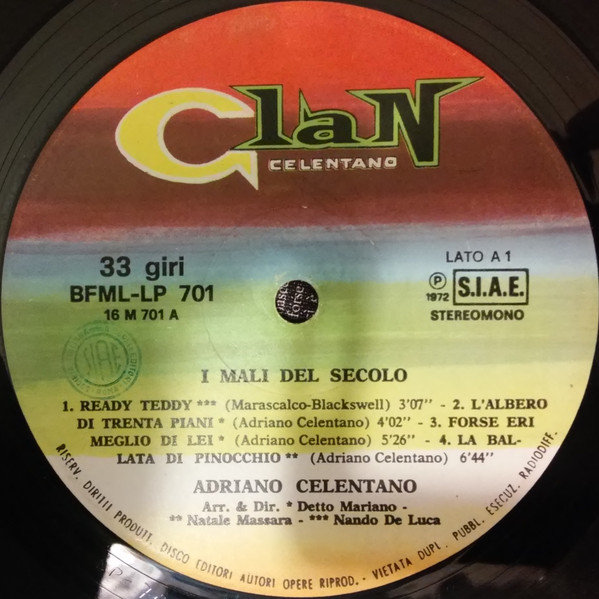 Виниловая пластинка Adriano Celentano – I Mali Del Secolo LP - рис.2