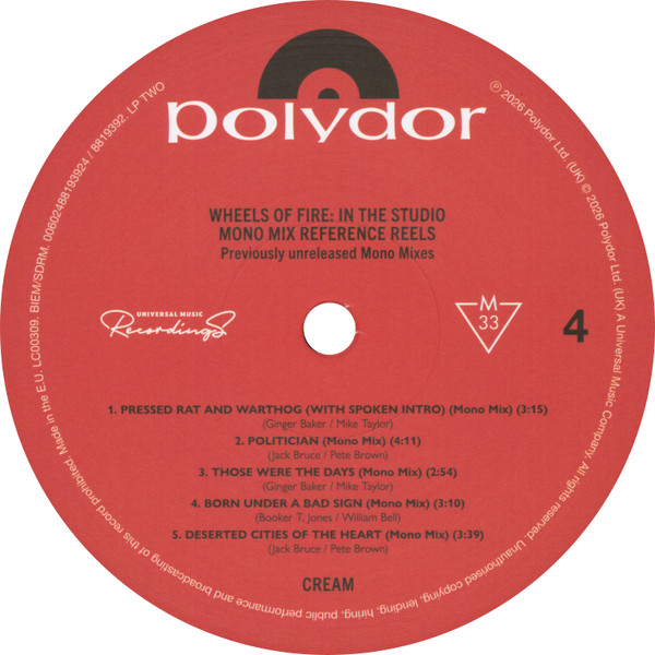 Виниловая пластинка Cream - Wheels Of Fire: In The Studio - 3LP - рис.12
