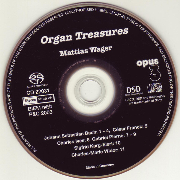 CD-диск Mattias Wager - Organ Treasures SACD - рис.8