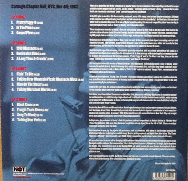 Виниловая пластинка Bob Dylan - At Carnegie Chapter Hall - рис.1