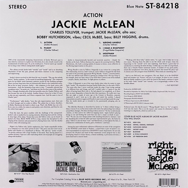 Виниловая пластинка Jackie McLean - Action - (Tone Poet) LP - рис.1