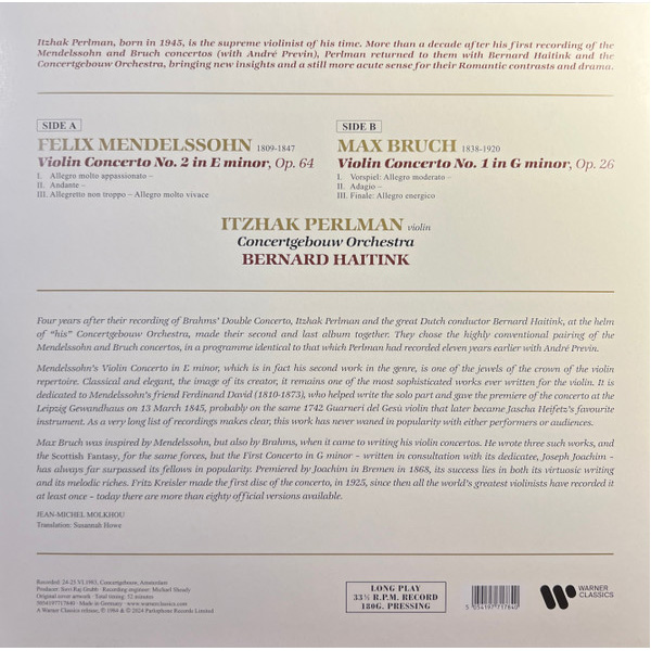 Виниловая пластинка Felix Mendelssohn-Bartholdy, Max Bruch - Violin Concertos - LP - рис.1