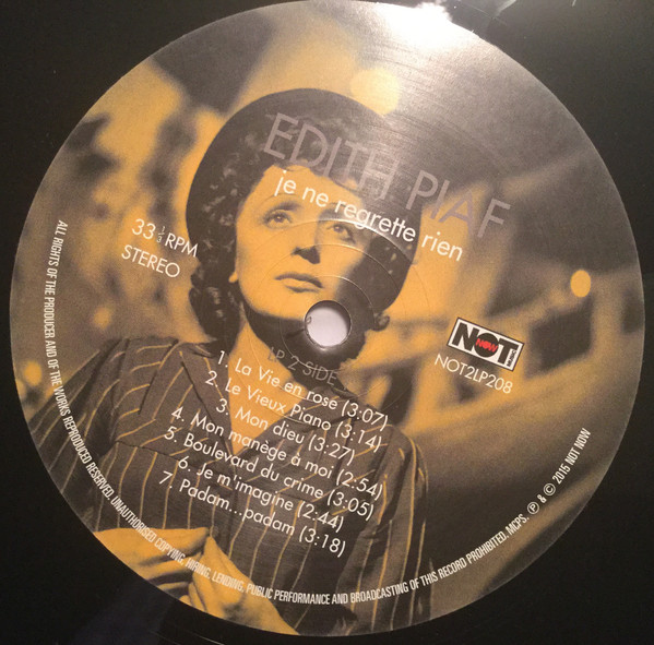 Виниловая пластинка Edith Piaf - Je Ne Regrette Rien - рис.1
