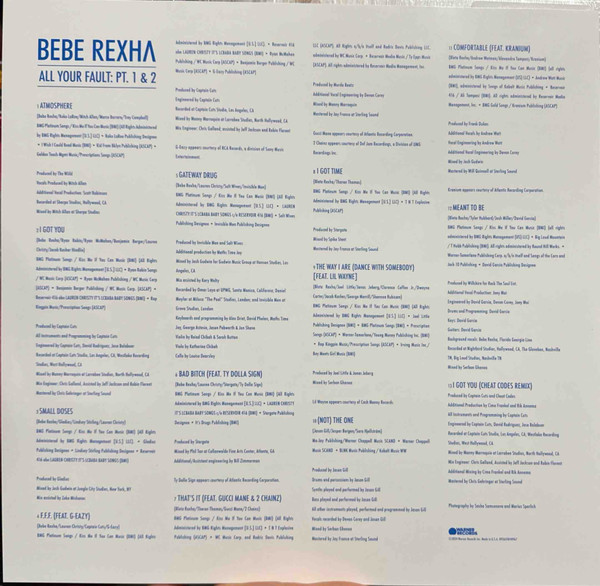Виниловая пластинка Bebe Rexha - All Your Fault: Pt. 1 & 2 - Coloured LP - рис.1