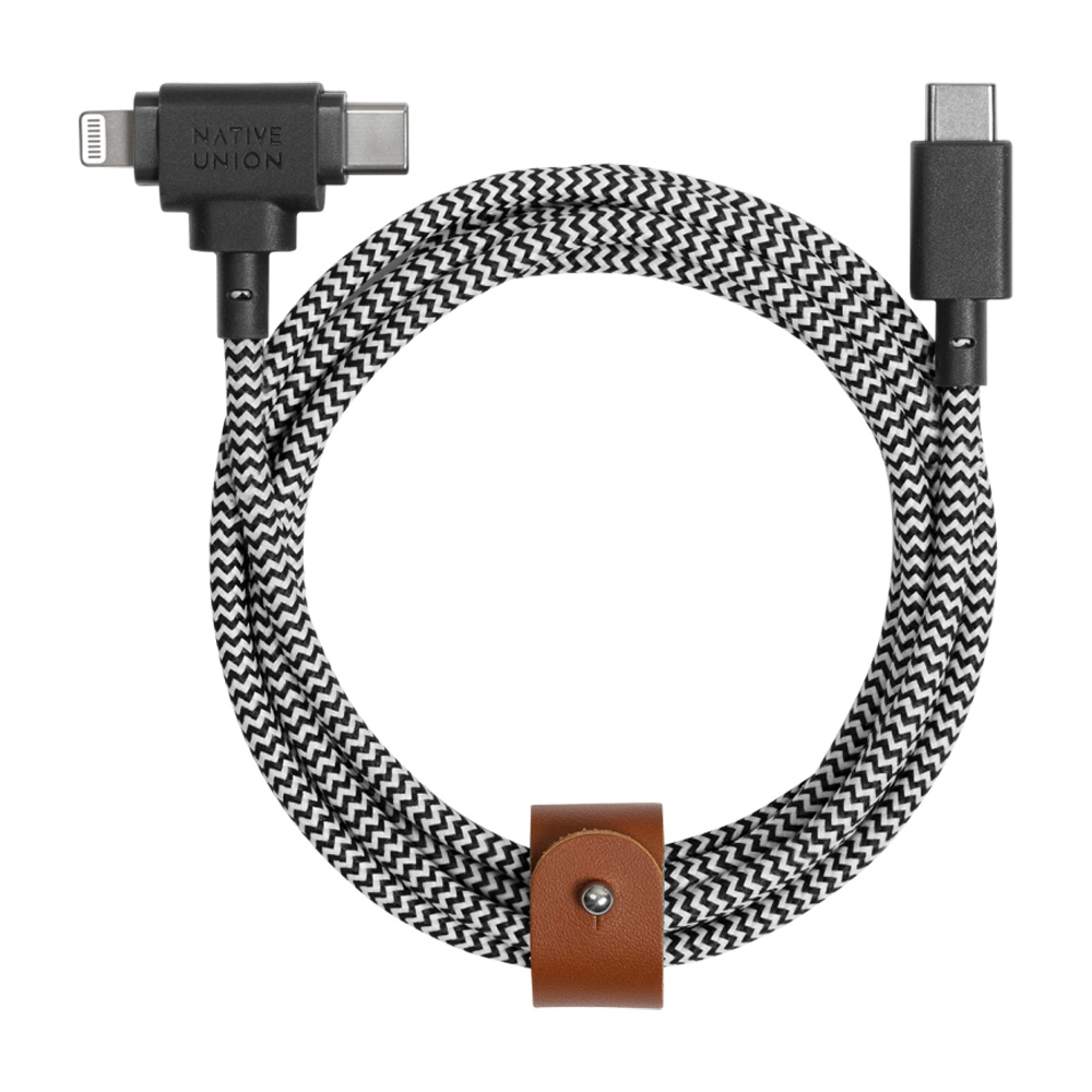 Кабель Native Union Belt Cable USB-C - Lightning Zebra 1.5m - фото 1