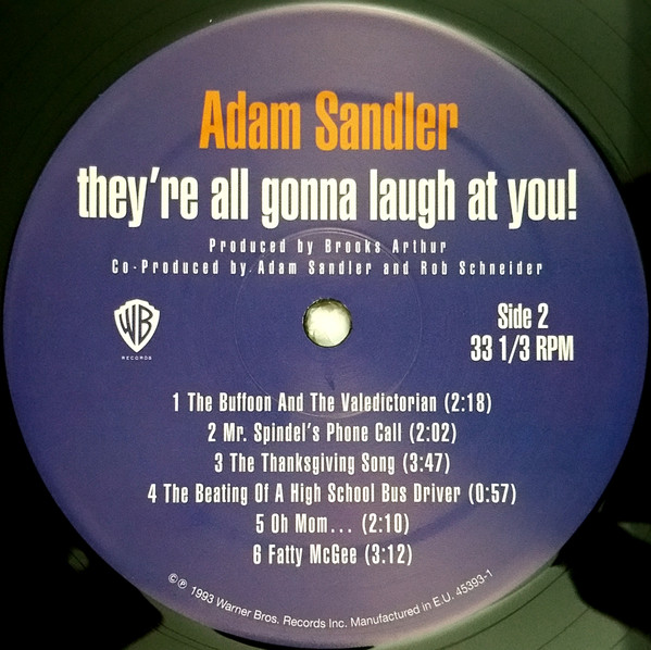 Виниловая пластинка Adam Sandler - They're All Gonna Laugh At You! - рис.3