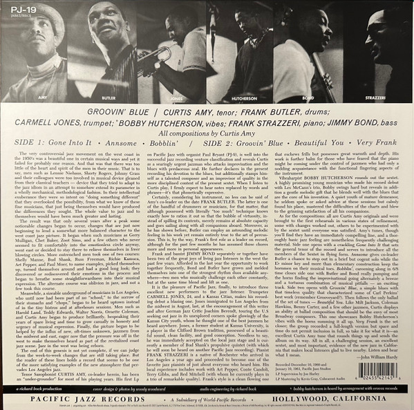 Виниловая пластинка Curtis Amy & Frank Butler – Groovin Blue - Analogue, Tone Poet - LP - рис.1