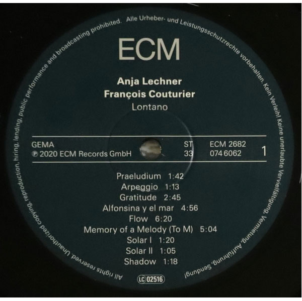 Виниловая пластинка Anja Lechner Francois Couturier – Lontano LP - рис.1