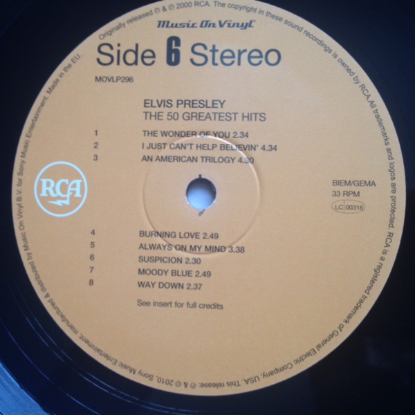 Виниловая пластинка Elvis Presley – The 50 Greatest Hits - 3LP - рис.9